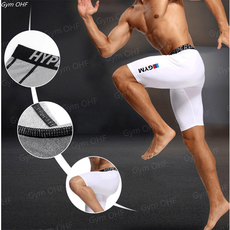 Compression Shorts Athletes - Men's Sports Compression Shorts Letter Print