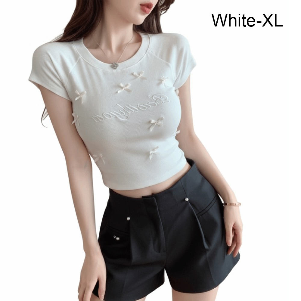 Tank Top Ribbed - Elegant Slimming Bowknot T Shirts Round