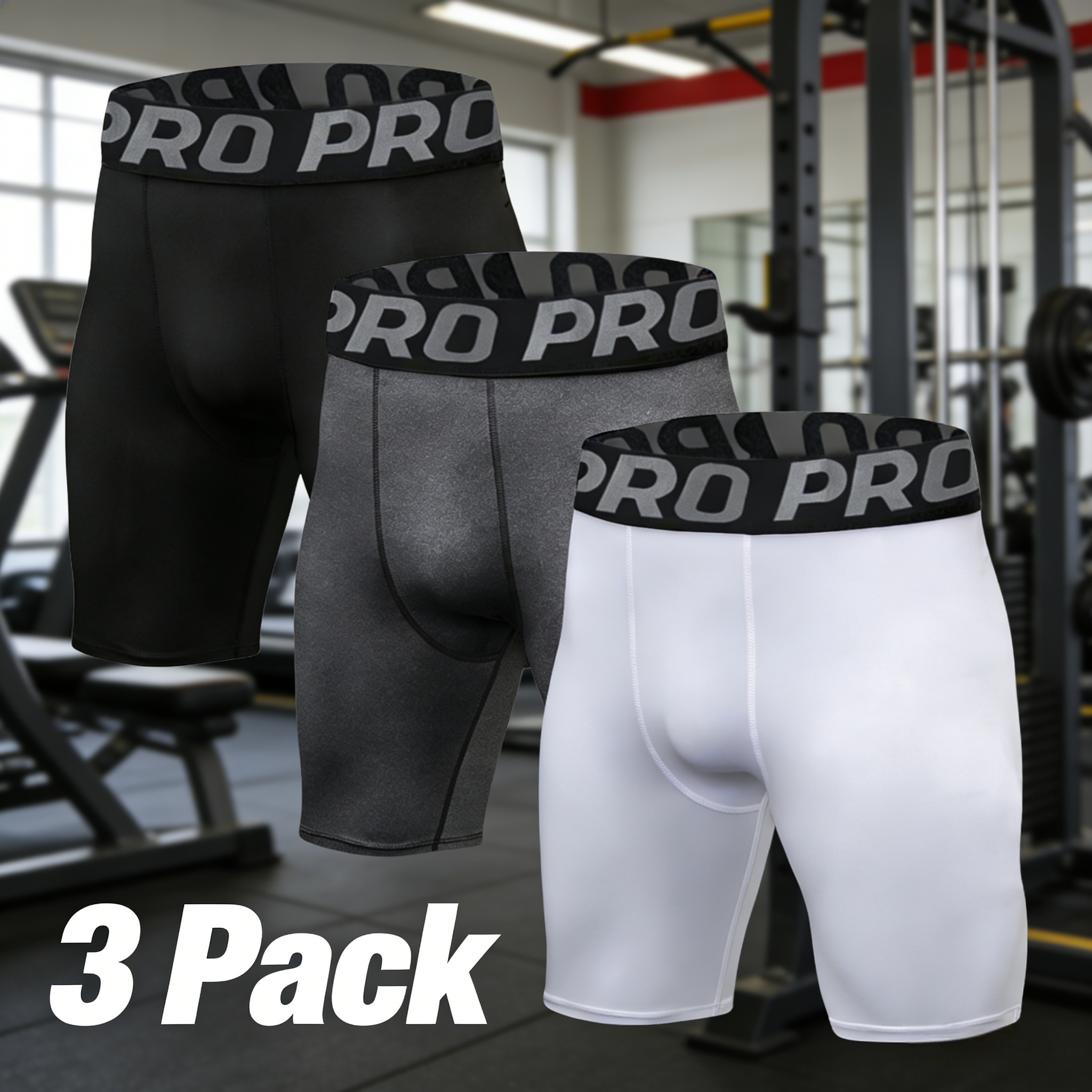 Performance Boxer Sport - 3 Pack Mens Compression Shorts Spandex