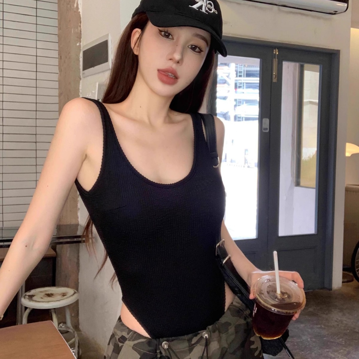 Black Strappy Bodysuit Sexy Ba – обзор и цена Tank Top Ribbed