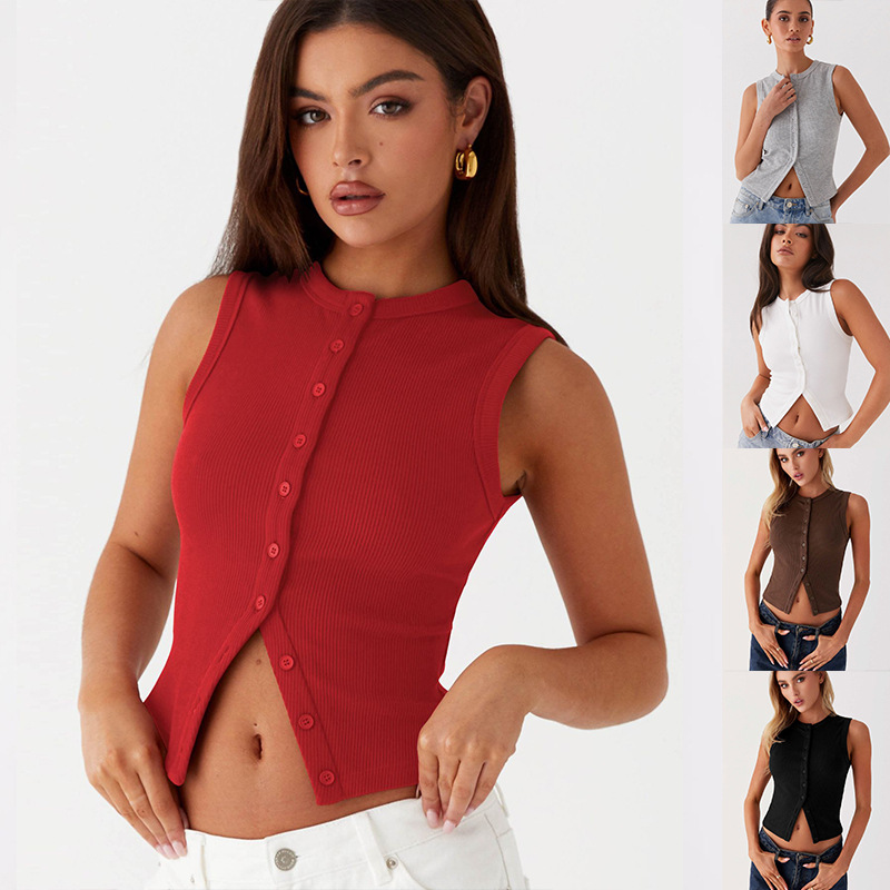 Ribbed Tank Button Crop Top Y2 – обзор и цена Tank Top Ribbed