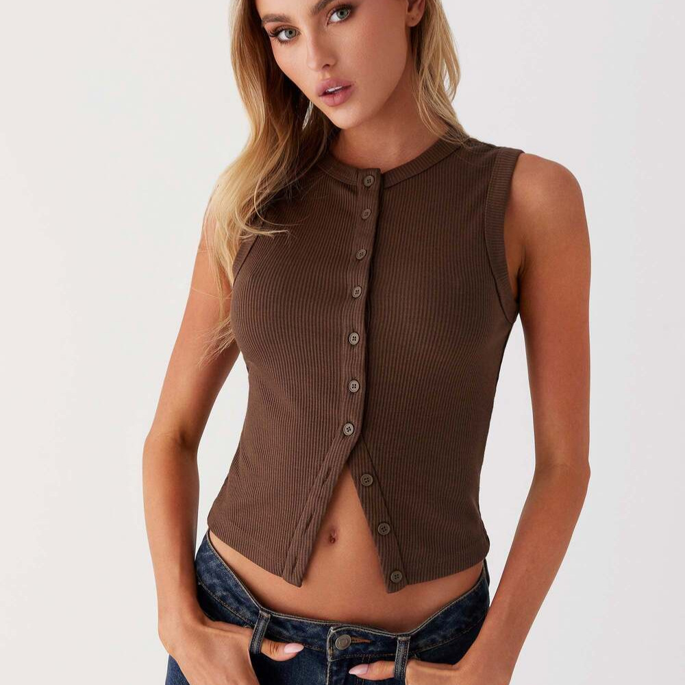 Ribbed Tank Button Crop Top Y2 – обзор и цена Tank Top Ribbed