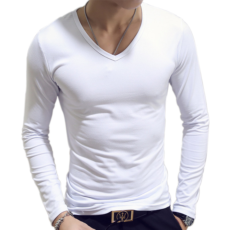 V Neck Mens T Shirts Plain Lon – обзор и цена Undershirt Crew Neck