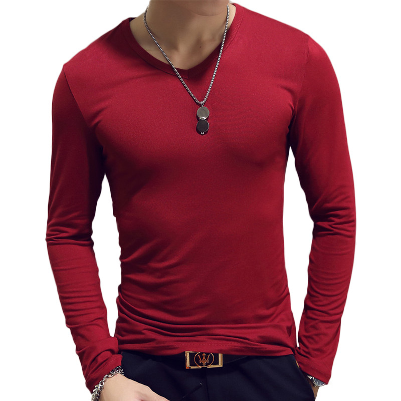 V Neck Mens T Shirts Plain Lon – обзор и цена Undershirt Crew Neck
