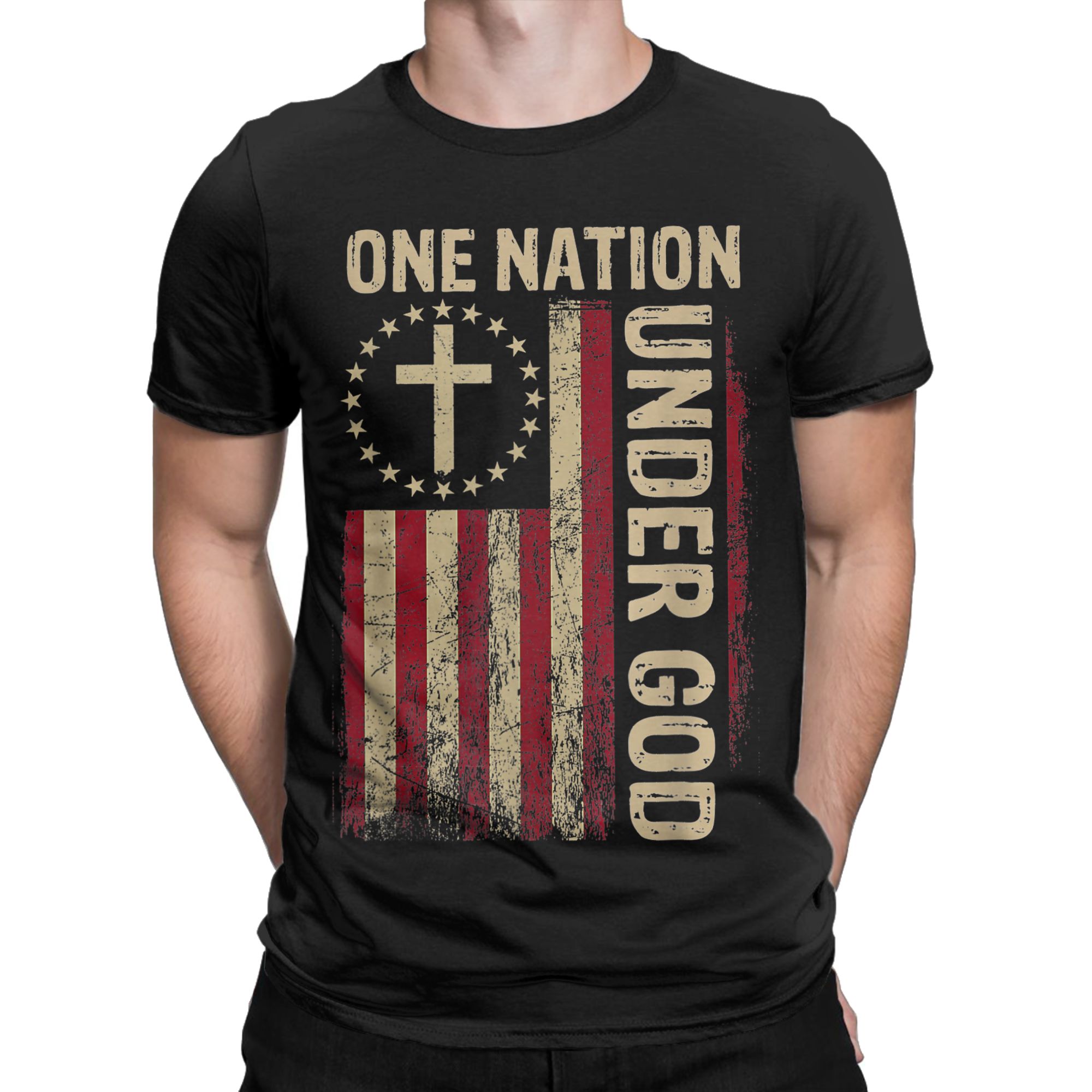 One Nation Under God Flag 4th  – обзор и цена Undershirt Crew Neck
