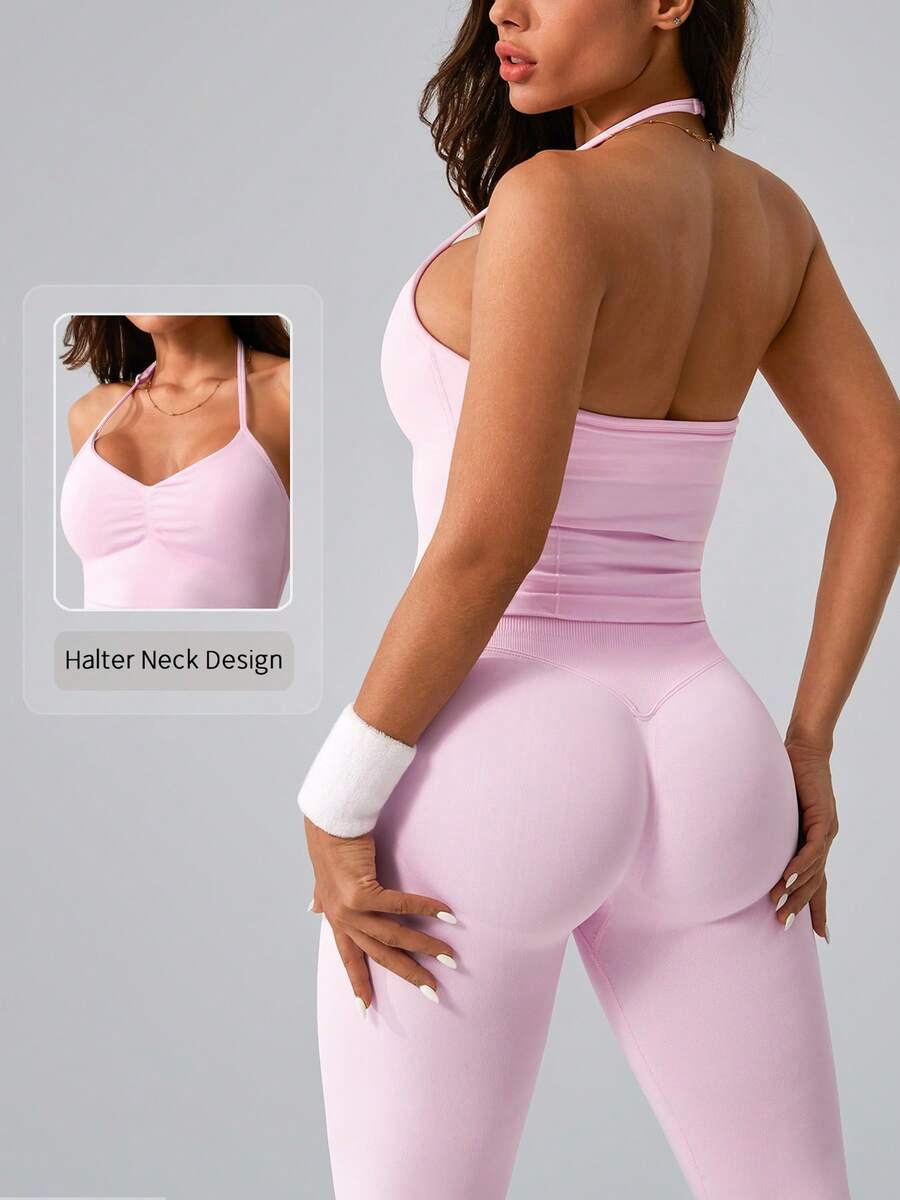 Womens Halter Neck Yoga Set Ri – обзор и цена Tank Top Ribbed