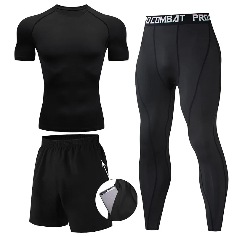 3 Pieces Fitness Suits Athleti – обзор и цена Compression Shorts Athletes