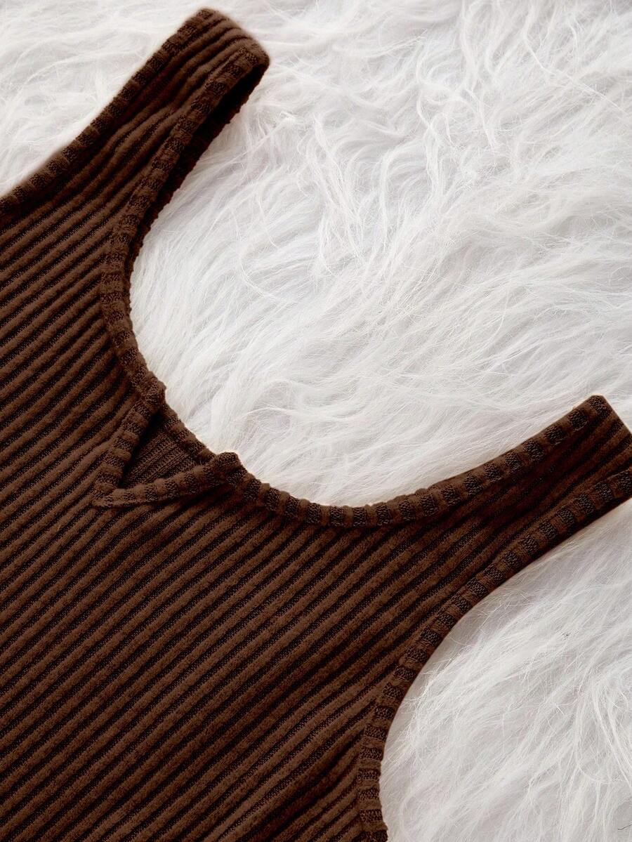 Brown Ribbed Brushed Tank Top  – обзор и цена Tank Top Ribbed