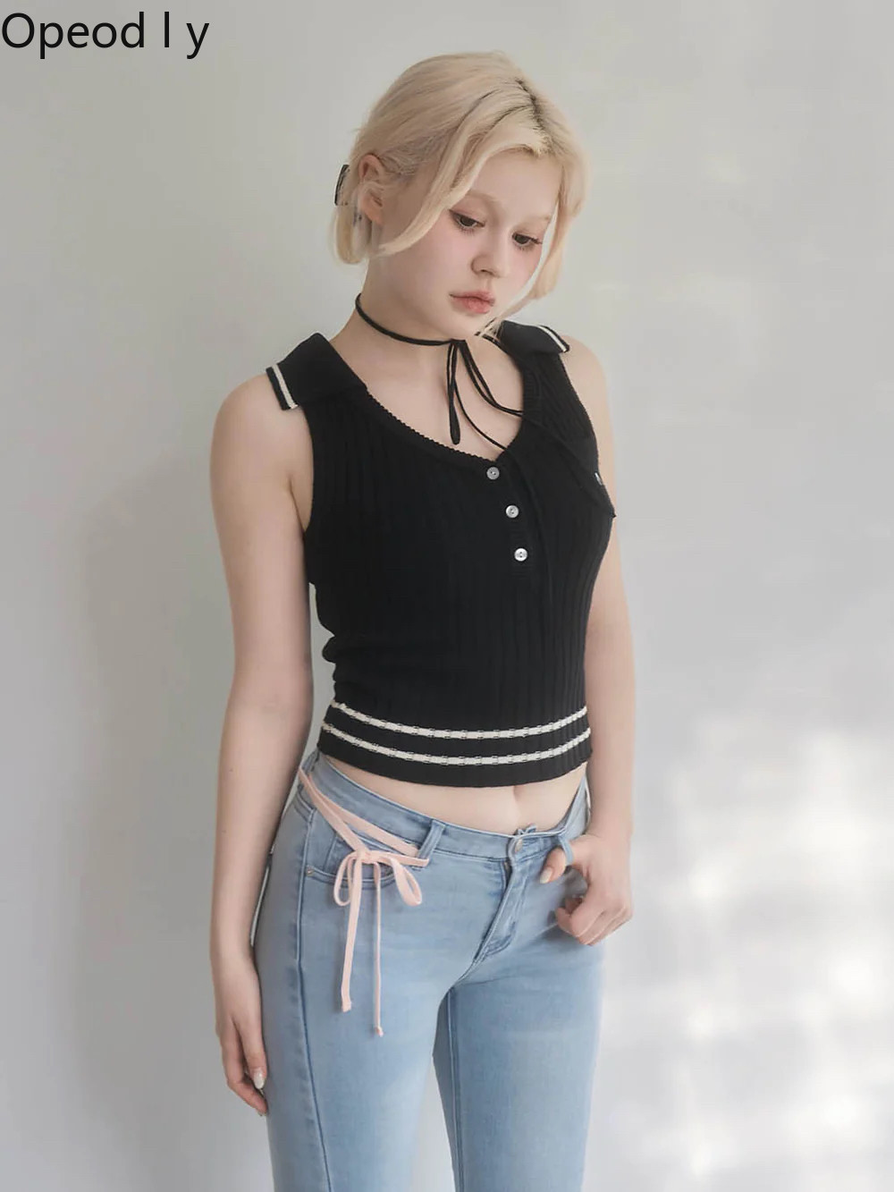Japanese Sweet Lapel Twist V-n – обзор и цена Suspender Tank Top