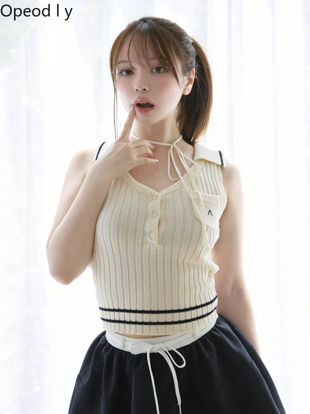 Japanese Sweet Lapel Twist V-n – обзор и цена Suspender Tank Top