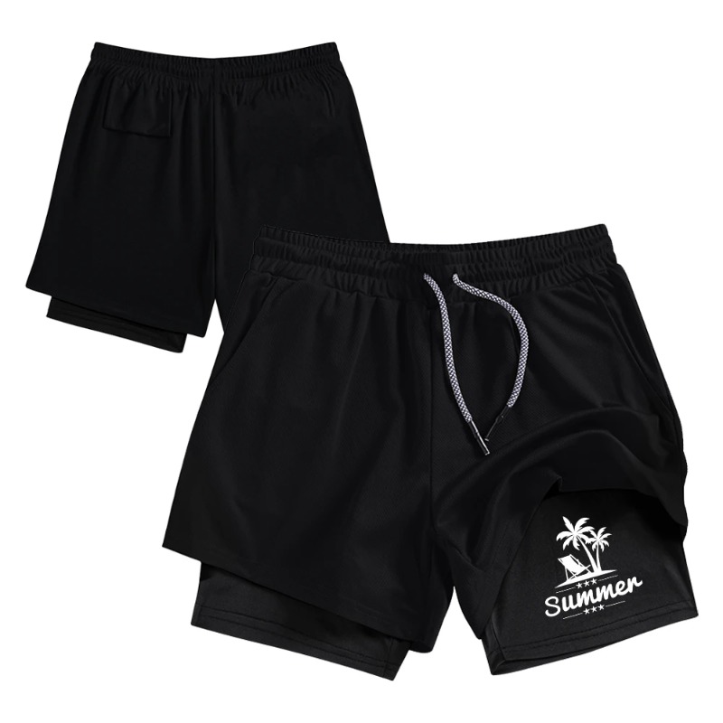 Summer Men's Double Layer Runn – обзор и цена Compression Shorts Athletes