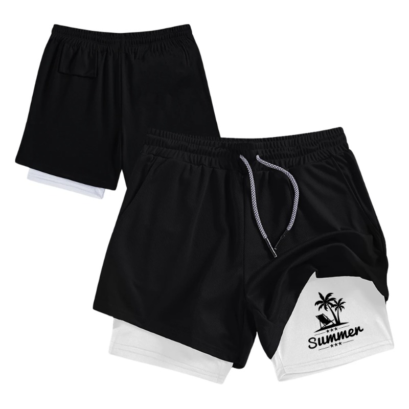 Summer Men's Double Layer Runn – обзор и цена Compression Shorts Athletes
