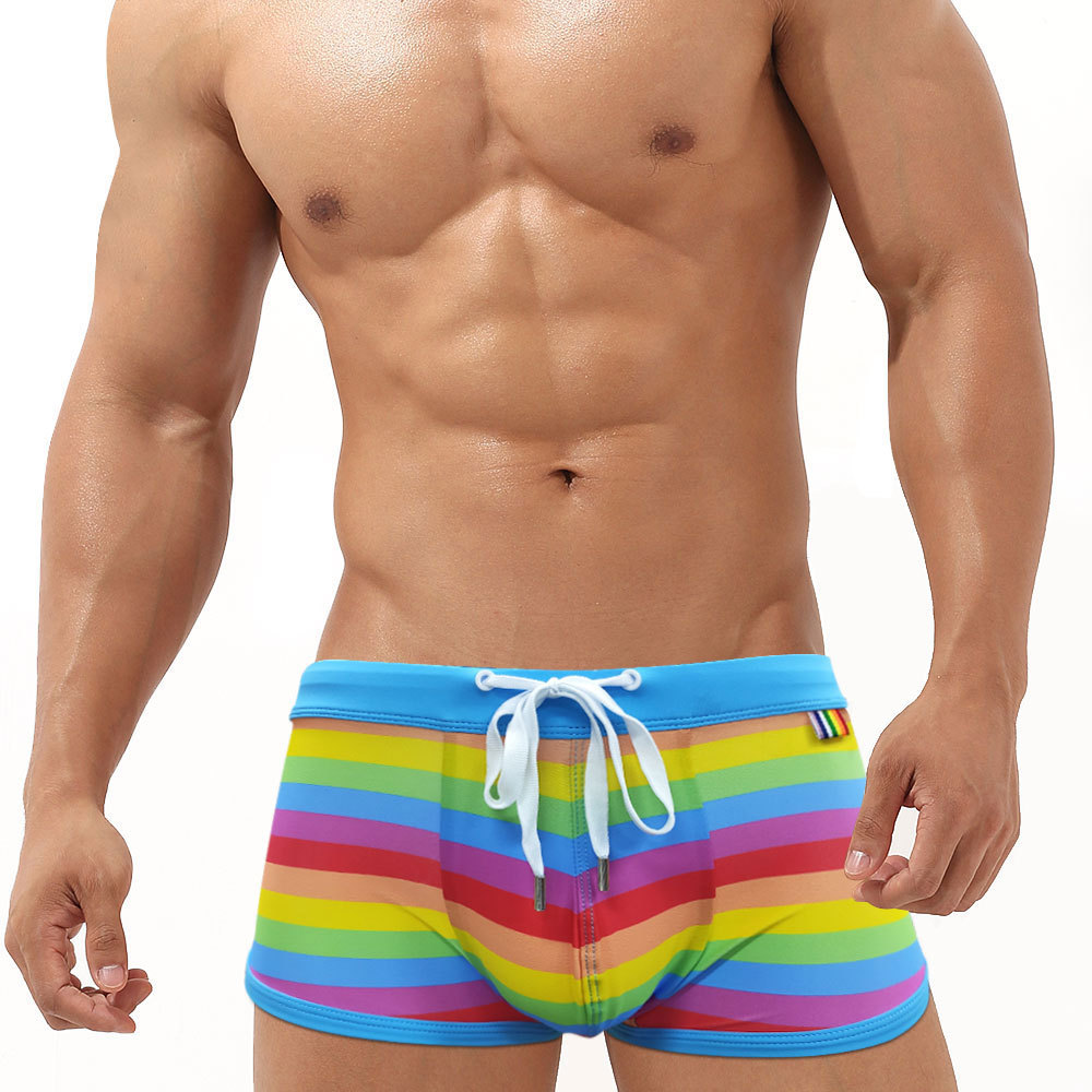 Rainbow Striped Men's Swimming – обзор и цена Trunk Breathable Men
