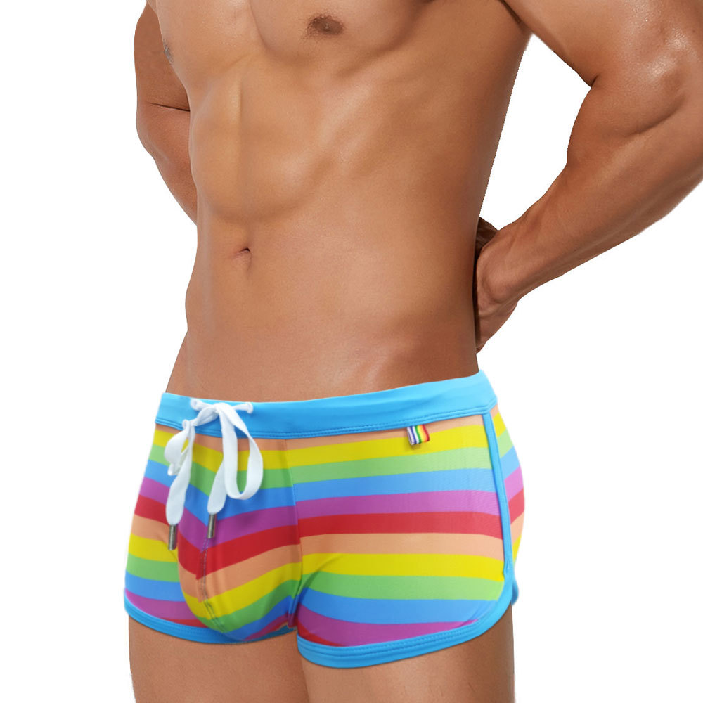 Rainbow Striped Men's Swimming – обзор и цена Trunk Breathable Men