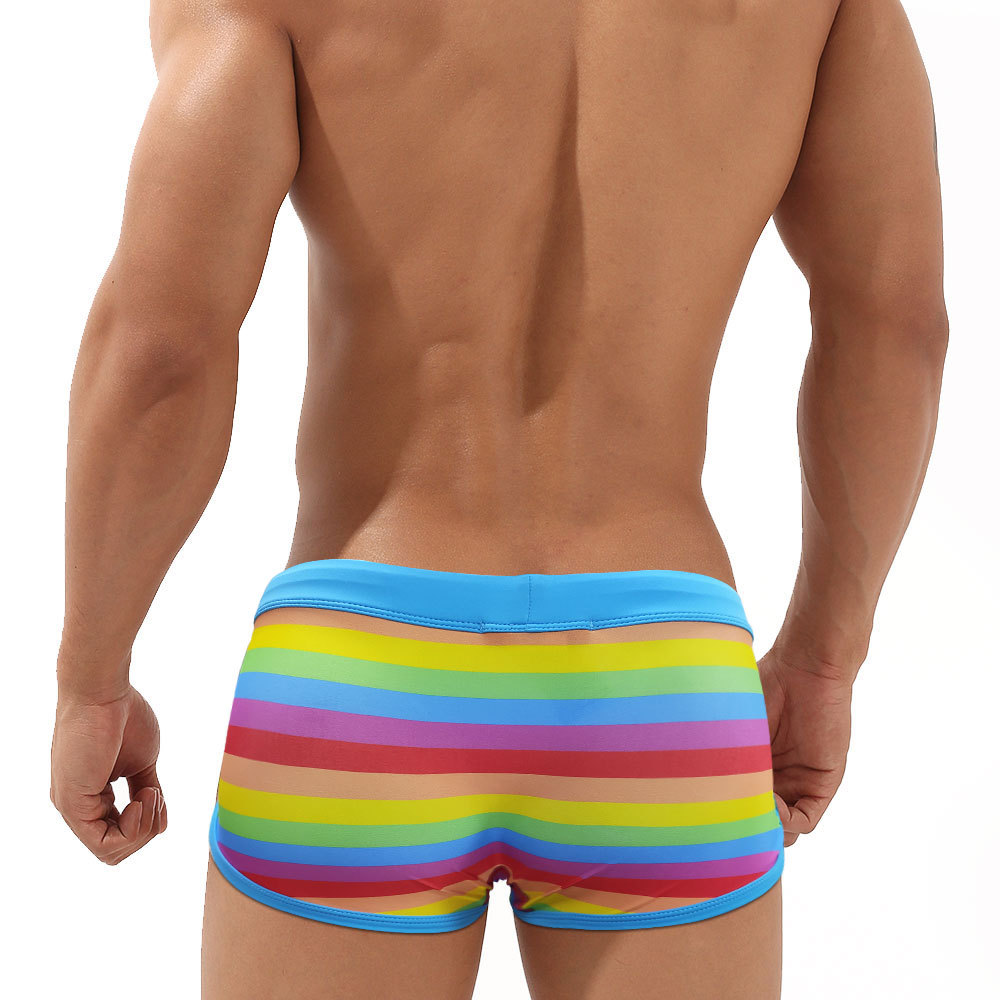 Rainbow Striped Men's Swimming – обзор и цена Trunk Breathable Men