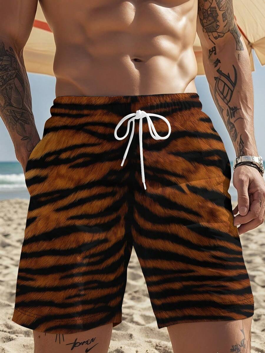 Mens Tiger Print Beach Shorts  – обзор и цена Trunk Breathable Men