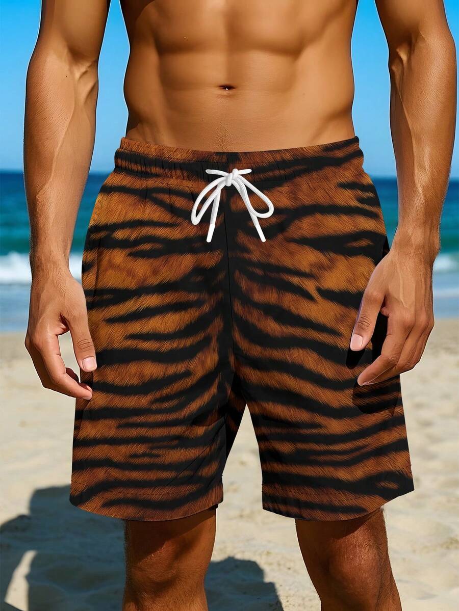 Mens Tiger Print Beach Shorts  – обзор и цена Trunk Breathable Men