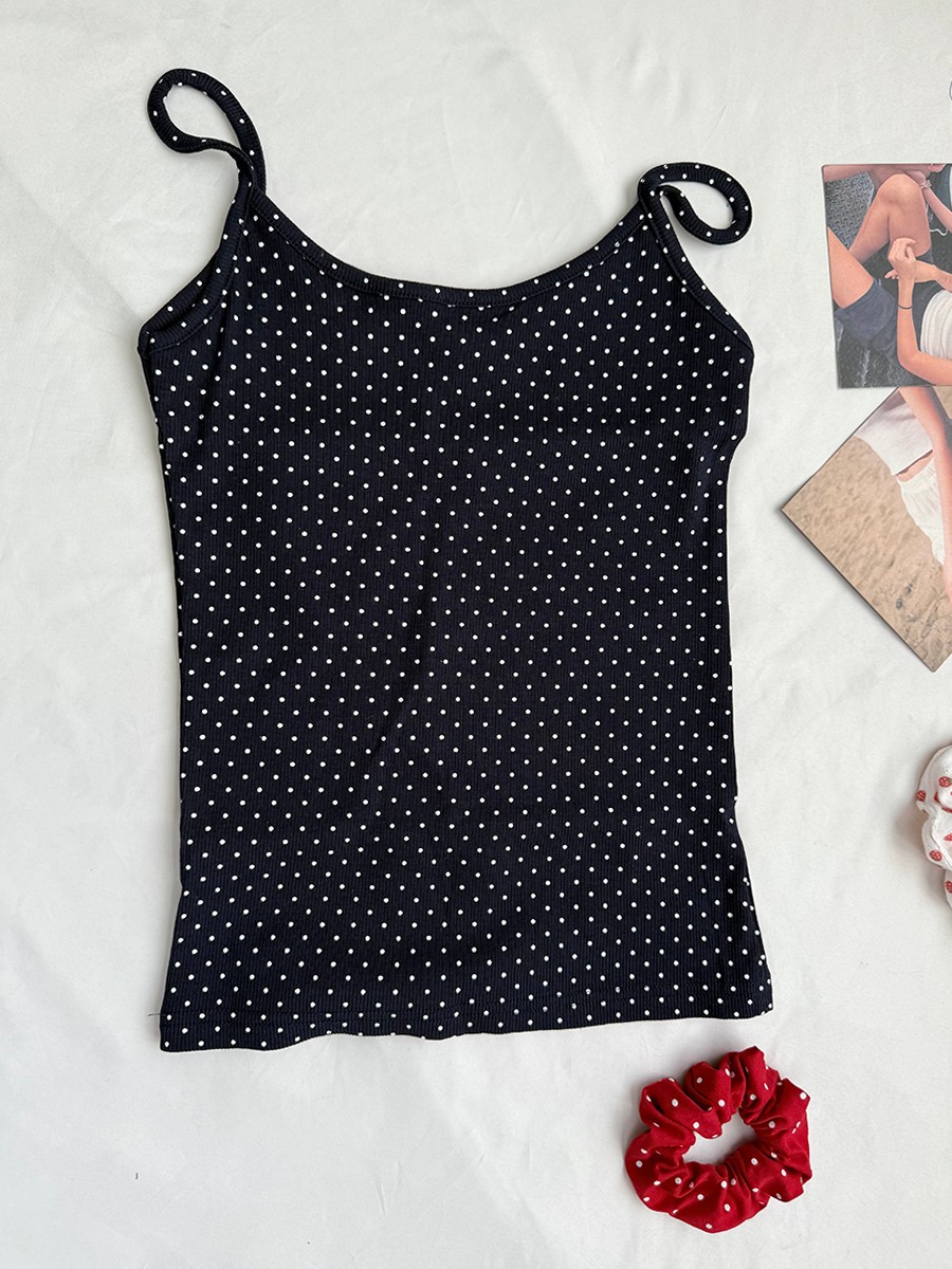 Navy Dot Ribbed Shorts Sets Wo – обзор и цена Tank Top Ribbed