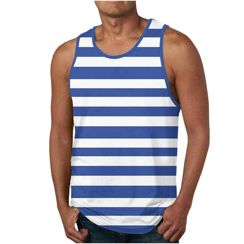 Men's Stripe Tank Tops Summer  – обзор и цена Undershirt Crew Neck
