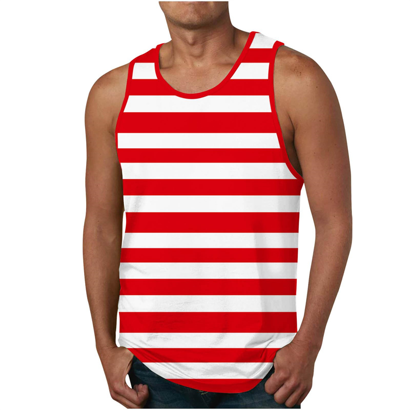 Men's Stripe Tank Tops Summer  – обзор и цена Undershirt Crew Neck