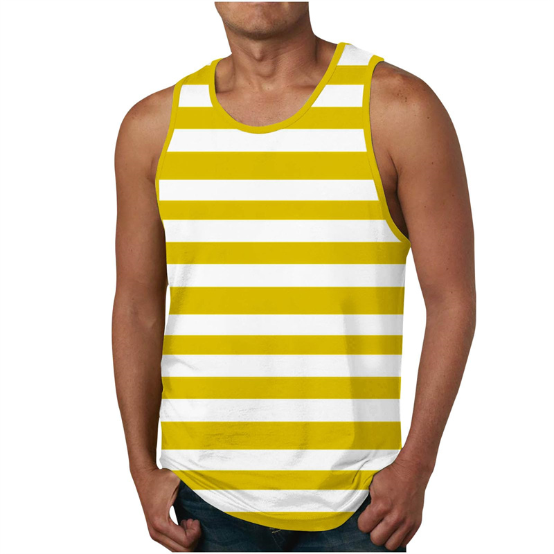 Men's Stripe Tank Tops Summer  – обзор и цена Undershirt Crew Neck