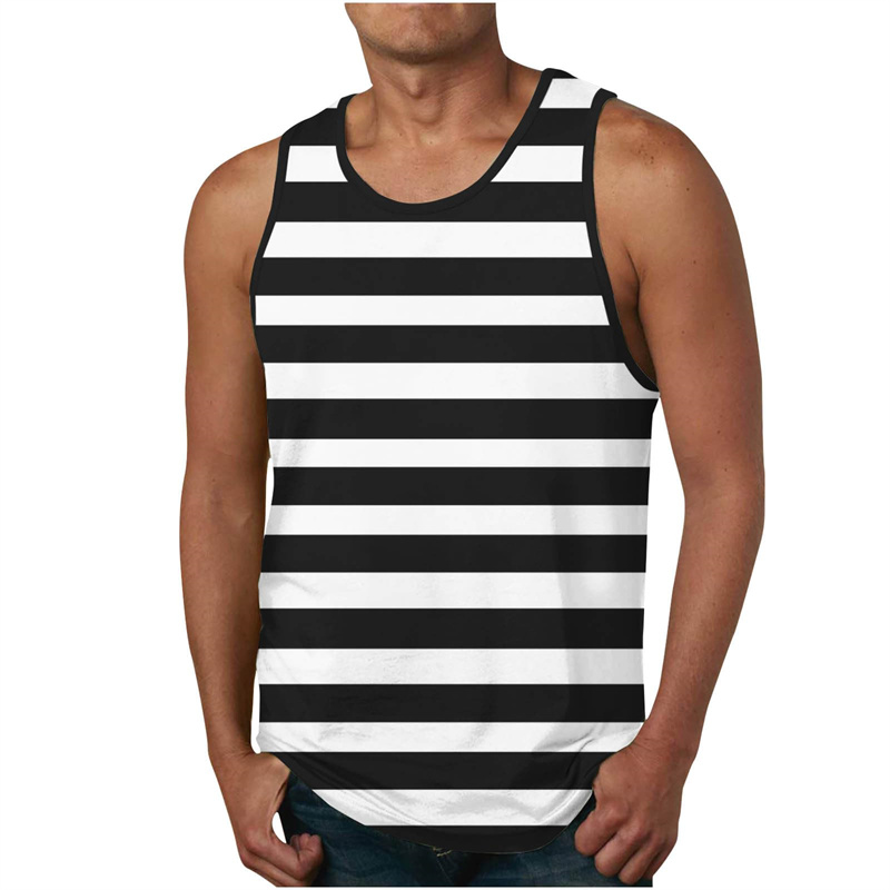 Men's Stripe Tank Tops Summer  – обзор и цена Undershirt Crew Neck