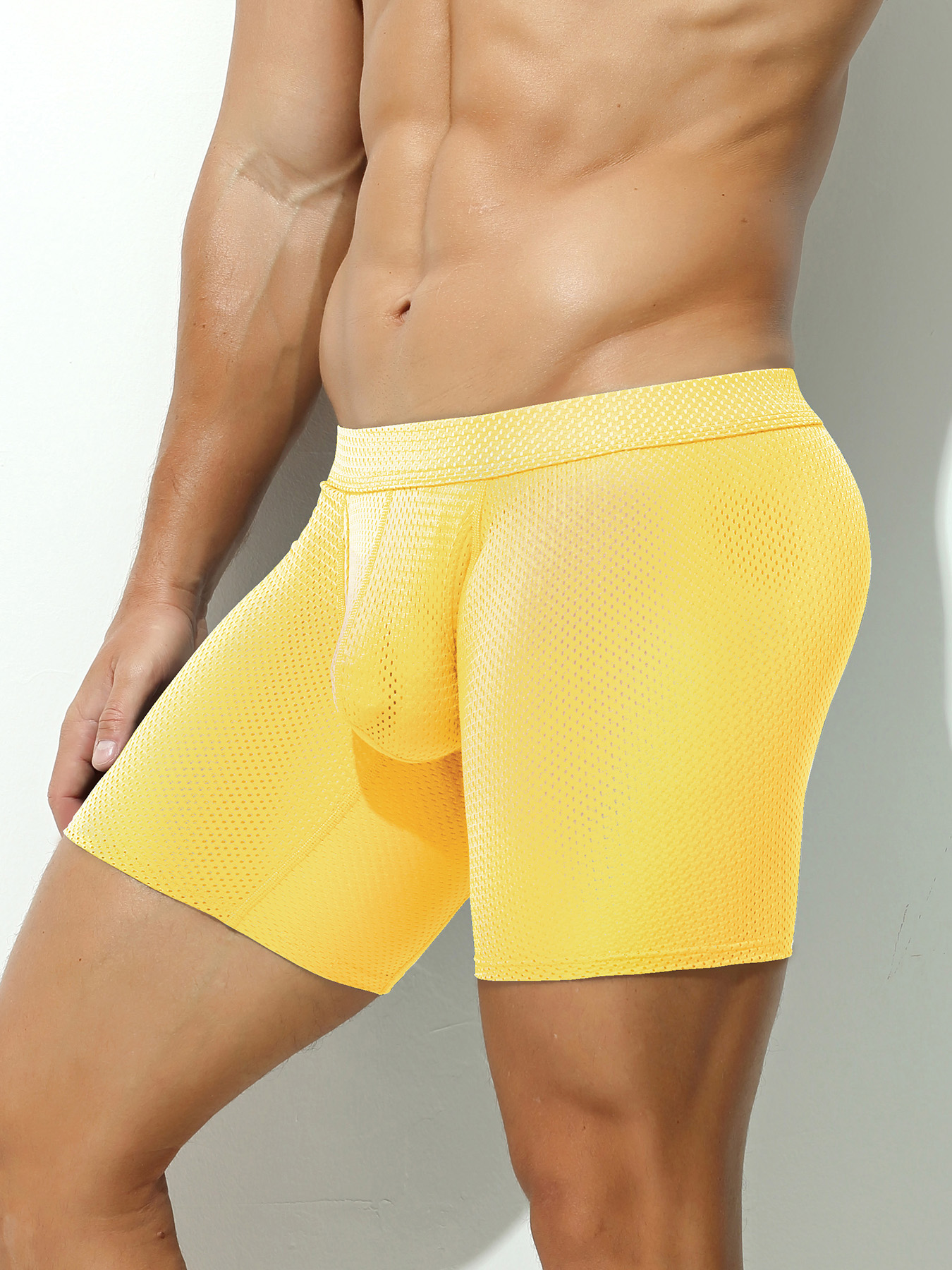 1pcs Men's Long Boxer Underwea – обзор и цена Mesh Sport Boxer